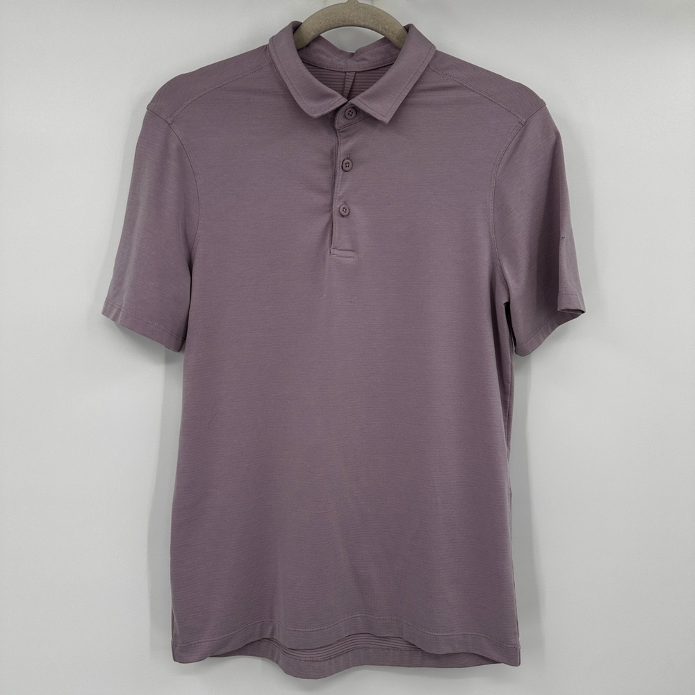 Lululemon Evolution Polo Shirt Mens Small Dusty Mauve Short Sleeve Golf FLAW